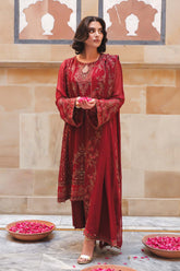 3 Piece Chiffon Embroidered Unstitched Suit (AU0014)